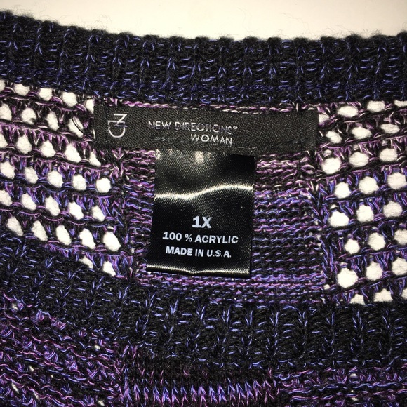 New Directions Women Knit Purple/Blue Pullover 1X - Picture 2 of 6